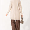 Ribbed Mercerized Tunic with Buttoned Cuffs Beige - الصورة 4