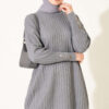 Ribbed Mercerized Tunic with Buttoned Cuffs Grey