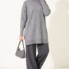 Ribbed Mercerized Tunic with Buttoned Cuffs Grey - immagine 2