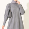 Ribbed Mercerized Tunic with Buttoned Cuffs Grey - immagine 3
