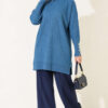 Ribbed Mercerized Tunic with Buttoned Cuffs Indigo – Bild 2