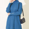 Ribbed Mercerized Tunic with Buttoned Cuffs Indigo – Bild 3