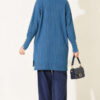 Ribbed Mercerized Tunic with Buttoned Cuffs Indigo – Bild 4