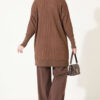 Ribbed Mercerized Tunic with Buttoned Cuffs Brown - Imagen 4