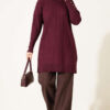 Ribbed Mercerized Tunic with Buttoned Cuffs Plum – Bild 2