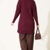 Ribbed Mercerized Tunic with Buttoned Cuffs Plum – Bild 4