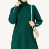 Ribbed Mercerized Tunic with Buttoned Cuffs Nefti