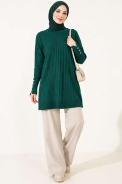 Alternative view of Ribbed Mercerized Tunic with Buttoned Cuffs Nefti