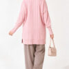 Ribbed Mercerized Tunic with Buttoned Cuffs Powder Pink – Bild 4