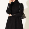 Ribbed Mercerized Tunic with Buttoned Cuffs Black