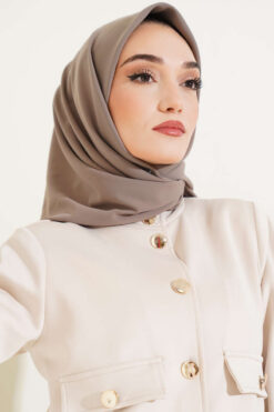 Cream-colored Medine Silk Hijab Brown