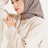 ⁦Cream-colored Medine Silk Hijab Brown⁩ - الصورة ⁦2⁩