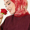 Marble-Patterned Scarf Burgundy - Image 2