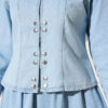 Metal Snap Button Hem Edge French Terry Two-Piece Set Light Blue - الصورة 4