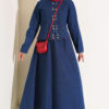 Metal Snap Button Hem Edge French Terry Two-Piece Set Blue