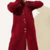 Buttoned Metal-Button Bearded Cardigan Burgundy