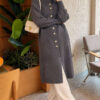 Buttoned Metal-Button Bearded Cardigan Smoke