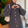 Buttoned Metal-Button Bearded Cardigan Smoke – Bild 3