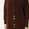 Buttoned Metal-Button Bearded Cardigan Brown - الصورة 4