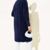 Buttoned Metal-Button Bearded Cardigan Navy Blue - الصورة 3