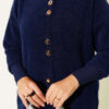 Buttoned Metal-Button Bearded Cardigan Navy Blue - الصورة 4