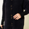 Buttoned Metal-Button Bearded Cardigan Black - الصورة 4