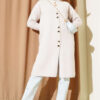 Buttoned Metal-Button Bearded Cardigan Stone - Imagen 2