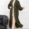 Mina Shawl Collar Long Knit Cardigan Khaki