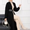 Mina Shawl Collar Long Knit Cardigan Black