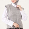 Mini Beaded French Terry Knit Sweater Grey