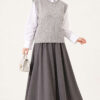 Mini Beaded French Terry Knit Sweater Grey - Imagen 3