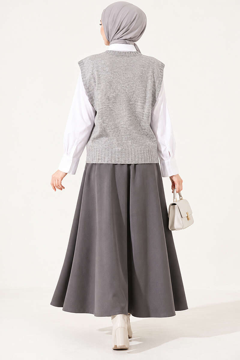 Mini Beaded French Terry Knit Sweater Grey - Imagen 4