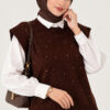 Mini Beaded French Terry Knit Sweater Brown - Imagen 2