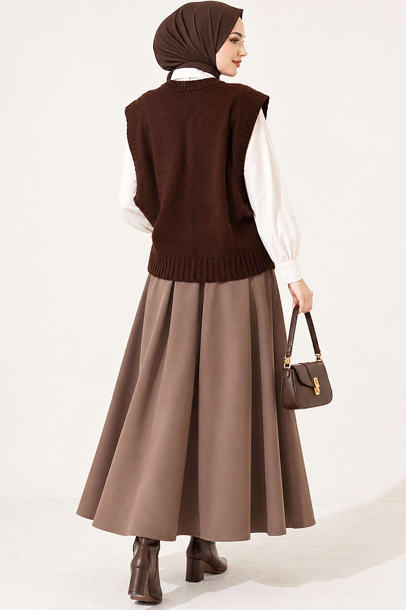 Mini Beaded French Terry Knit Sweater Brown - Imagen 4