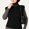 Mini Beaded French Terry Knit Sweater Black - Imagen 2