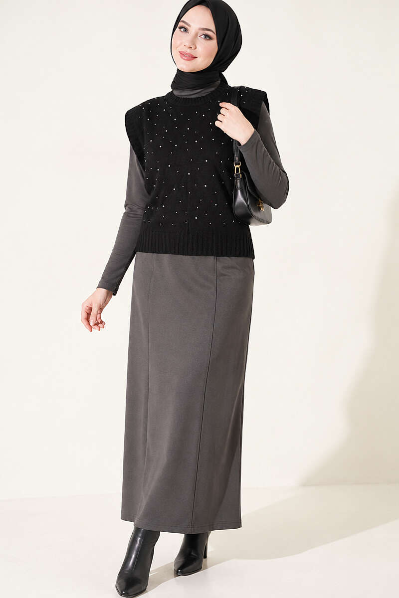 Mini Beaded French Terry Knit Sweater Black - Imagen 3