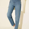 Mini Stone-Embellished Denim Pants Light Blue