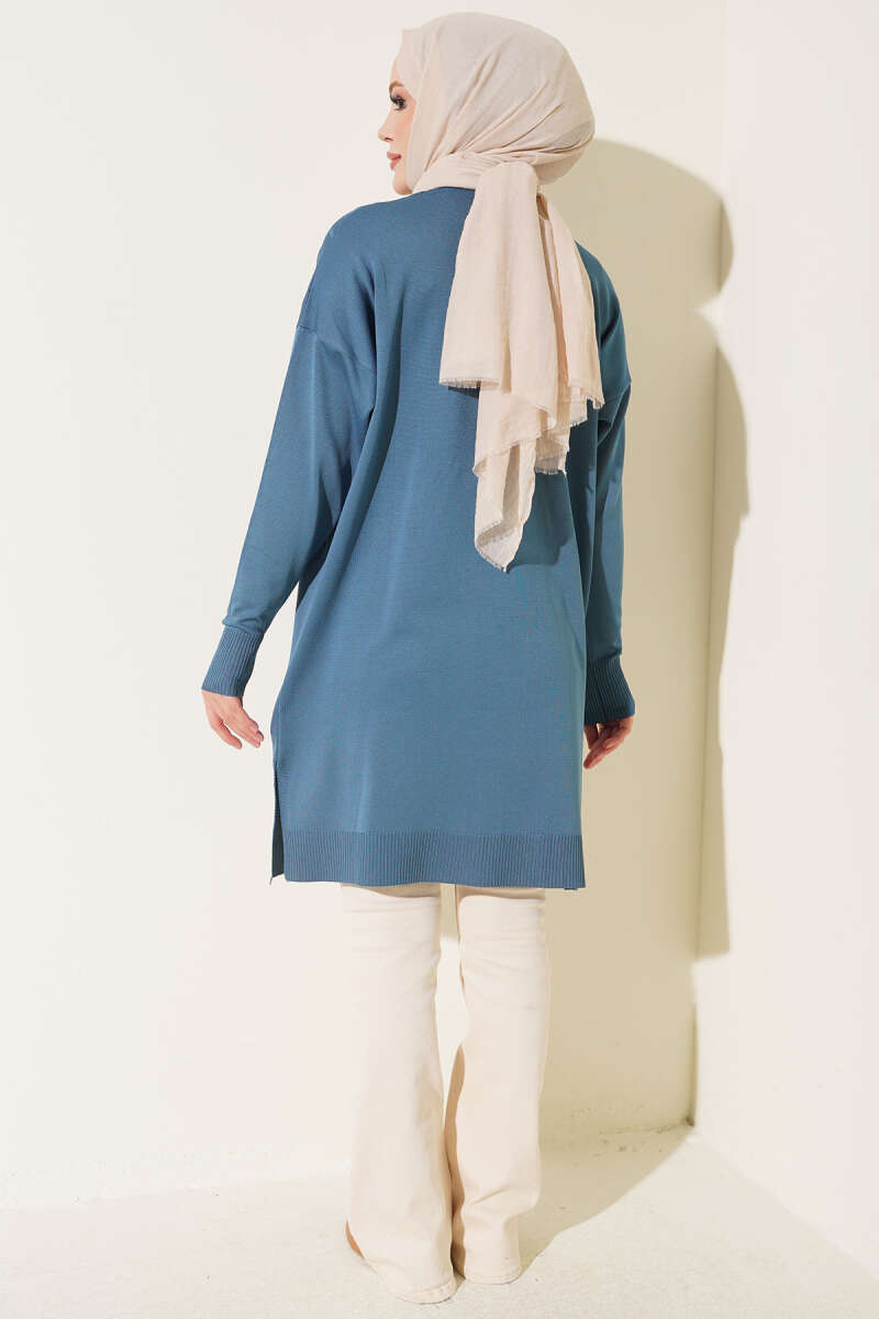 Mini Embellished French Terry Cardigan Indigo - Image 4