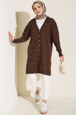 Alternative view of Mini Embellished French Terry Cardigan Brown