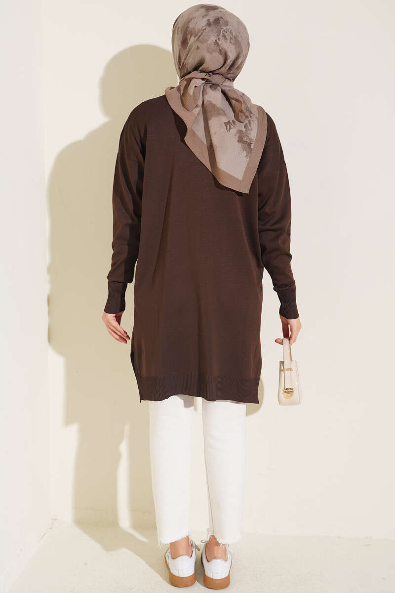 Mini Embellished French Terry Cardigan Brown - Image 3