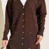 Mini Embellished French Terry Cardigan Brown - Image 4