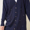 Mini Embellished French Terry Cardigan Navy Blue - Image 4