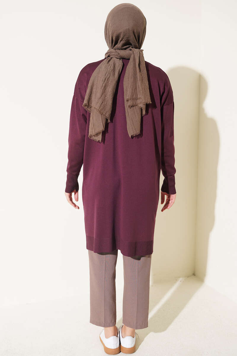 Mini Embellished French Terry Cardigan Plum - Image 3