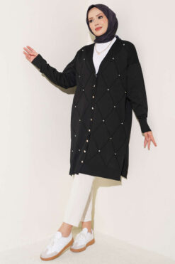 Alternative view of Mini Embellished French Terry Cardigan Black