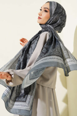 Alternative view of Soft Floral Motif Shawl Smoke