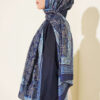 Soft Floral Motif Shawl Parliament Blue – Bild 3