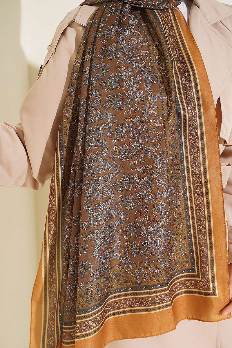 Soft Floral Motif Shawl Saffron – Image 4
