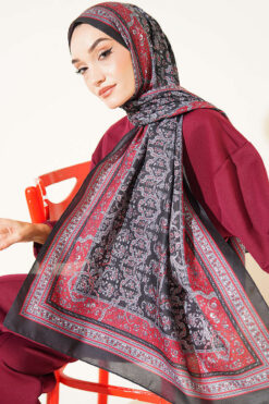Soft Floral Motif Shawl Black