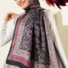 Soft Floral Motif Shawl Black