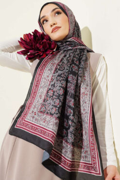 Alternative view of Soft Floral Motif Shawl Black